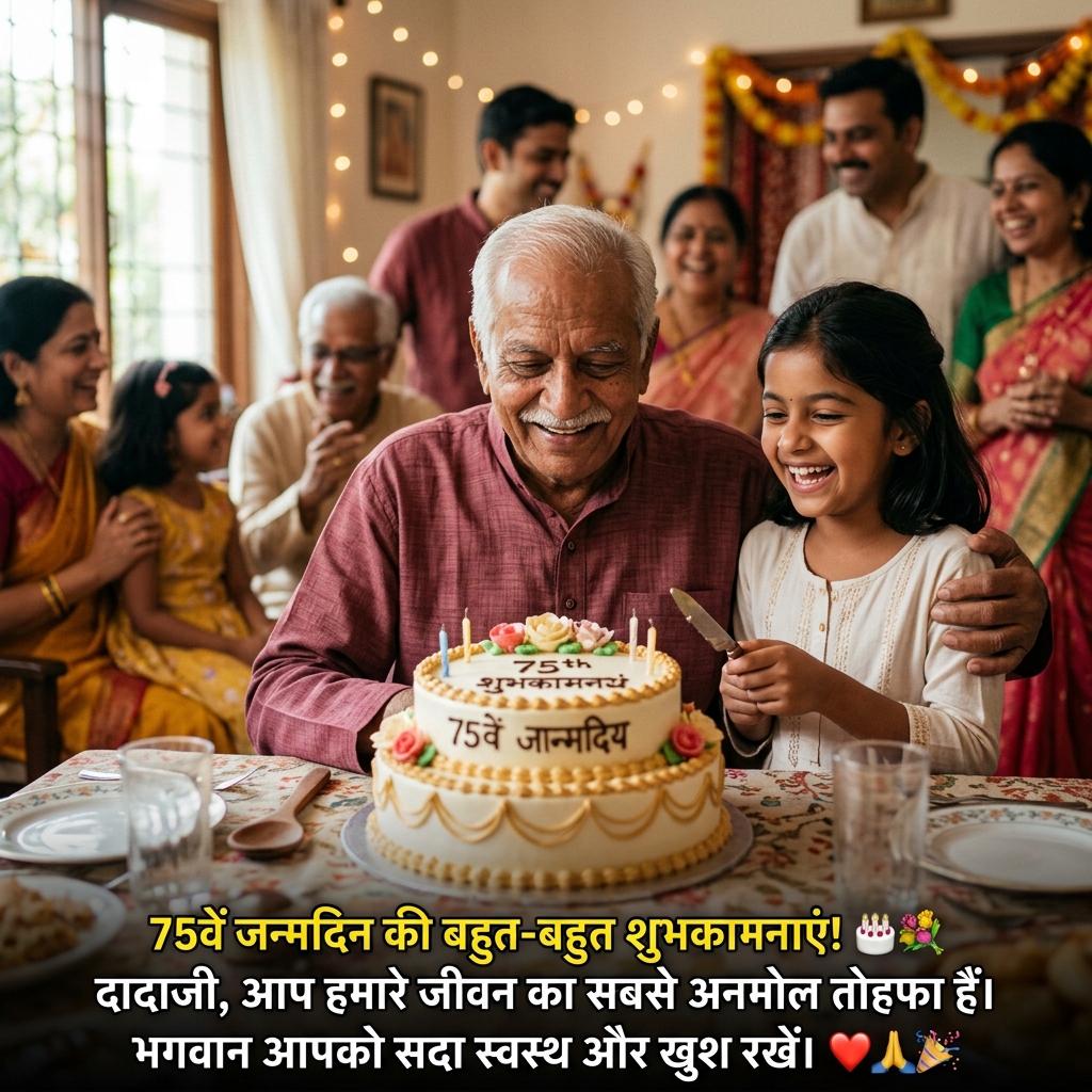 75th Birthday Wishes in Hindi