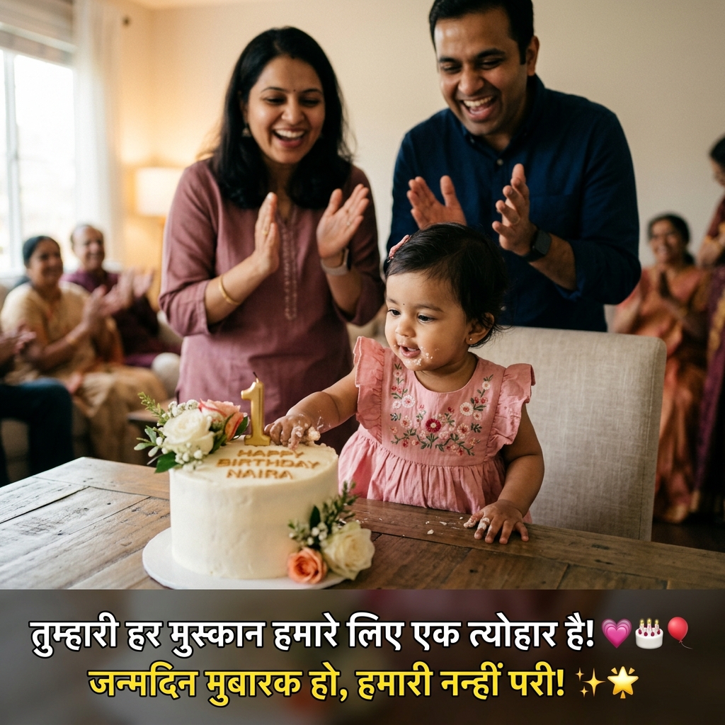 Birthday Wishes for Baby Girl (1st Birthday) in Hindi