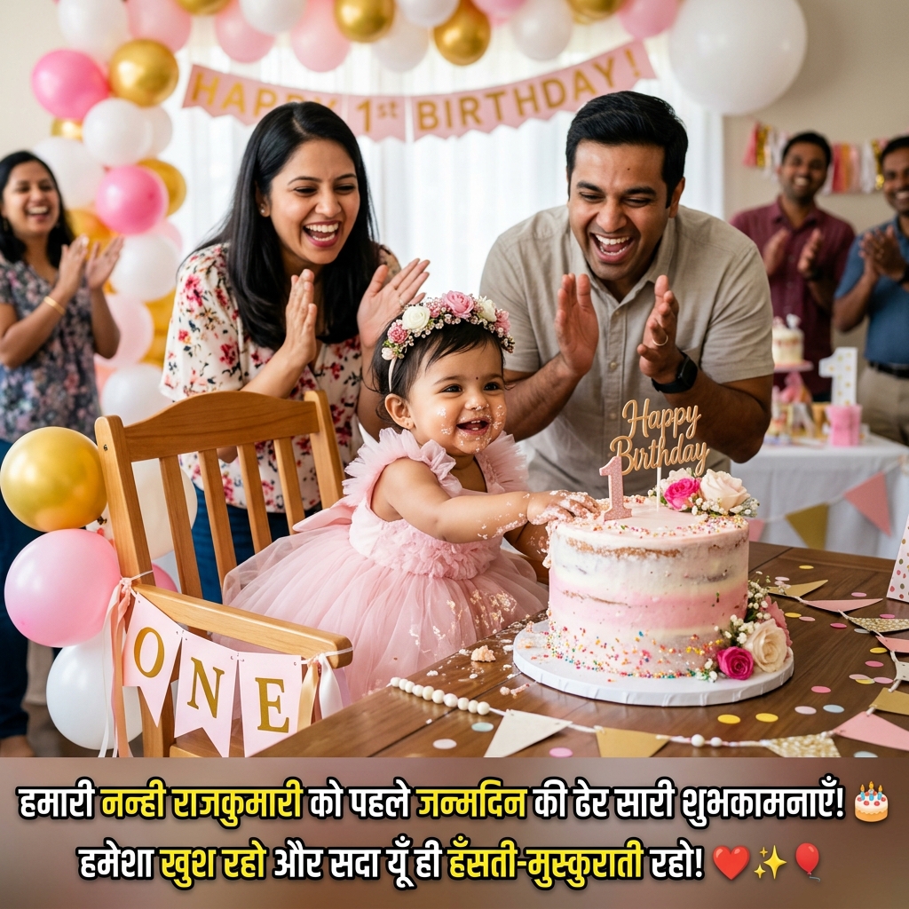 Birthday Wishes for Baby Girl (1st Birthday) in Hindi