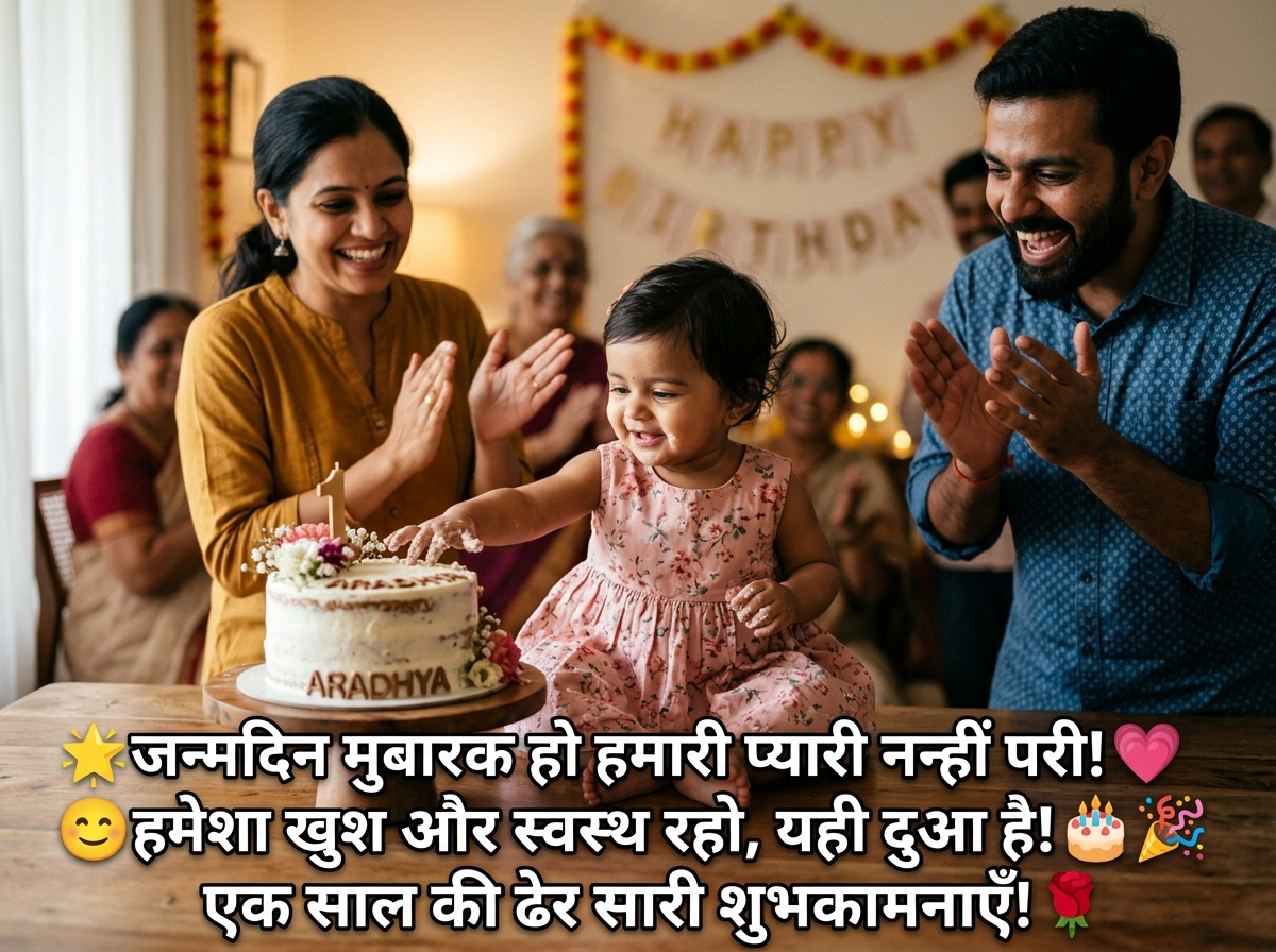 Birthday Wishes for Baby Girl (1st Birthday) in Hindi