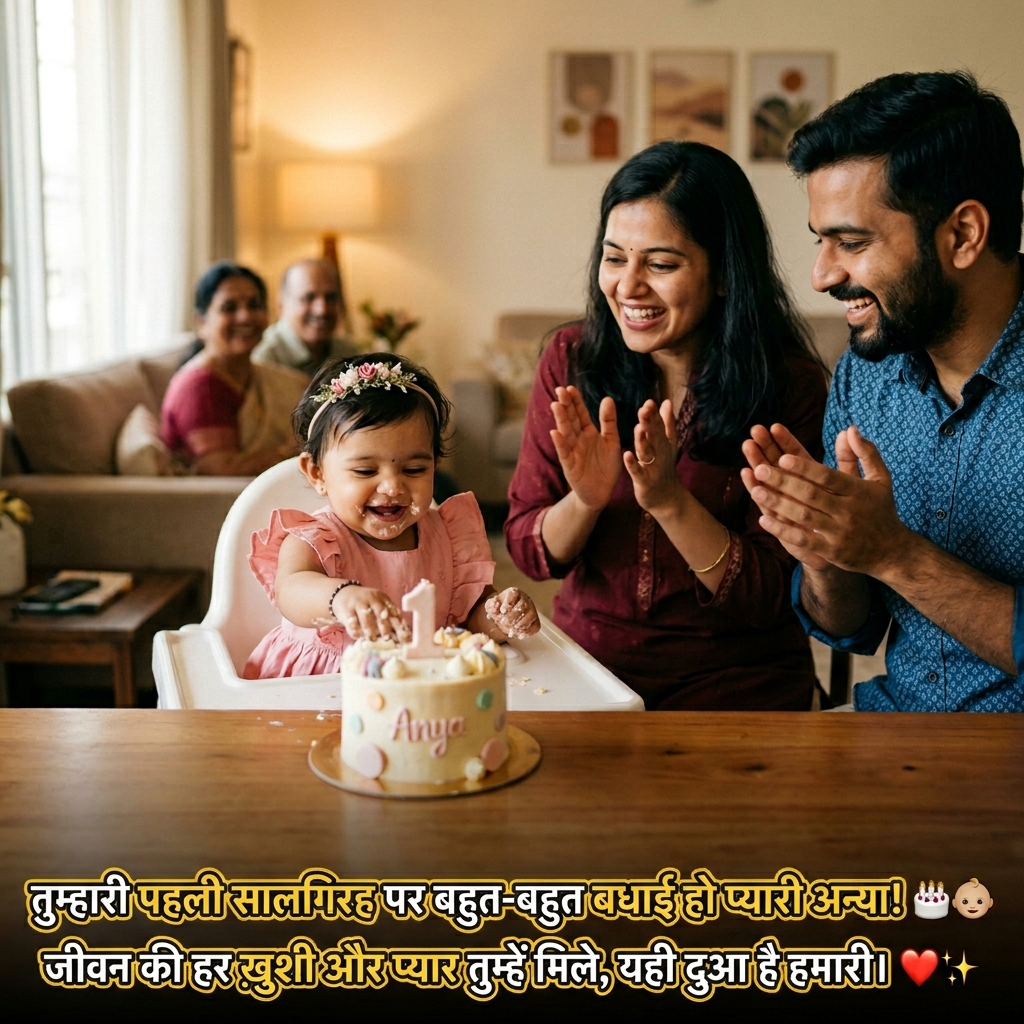 Birthday Wishes for Baby Girl (1st Birthday) in Hindi
