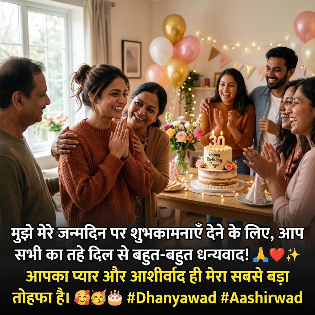 Thank You / Dhanyawad for Birthday Wishes in Hindi