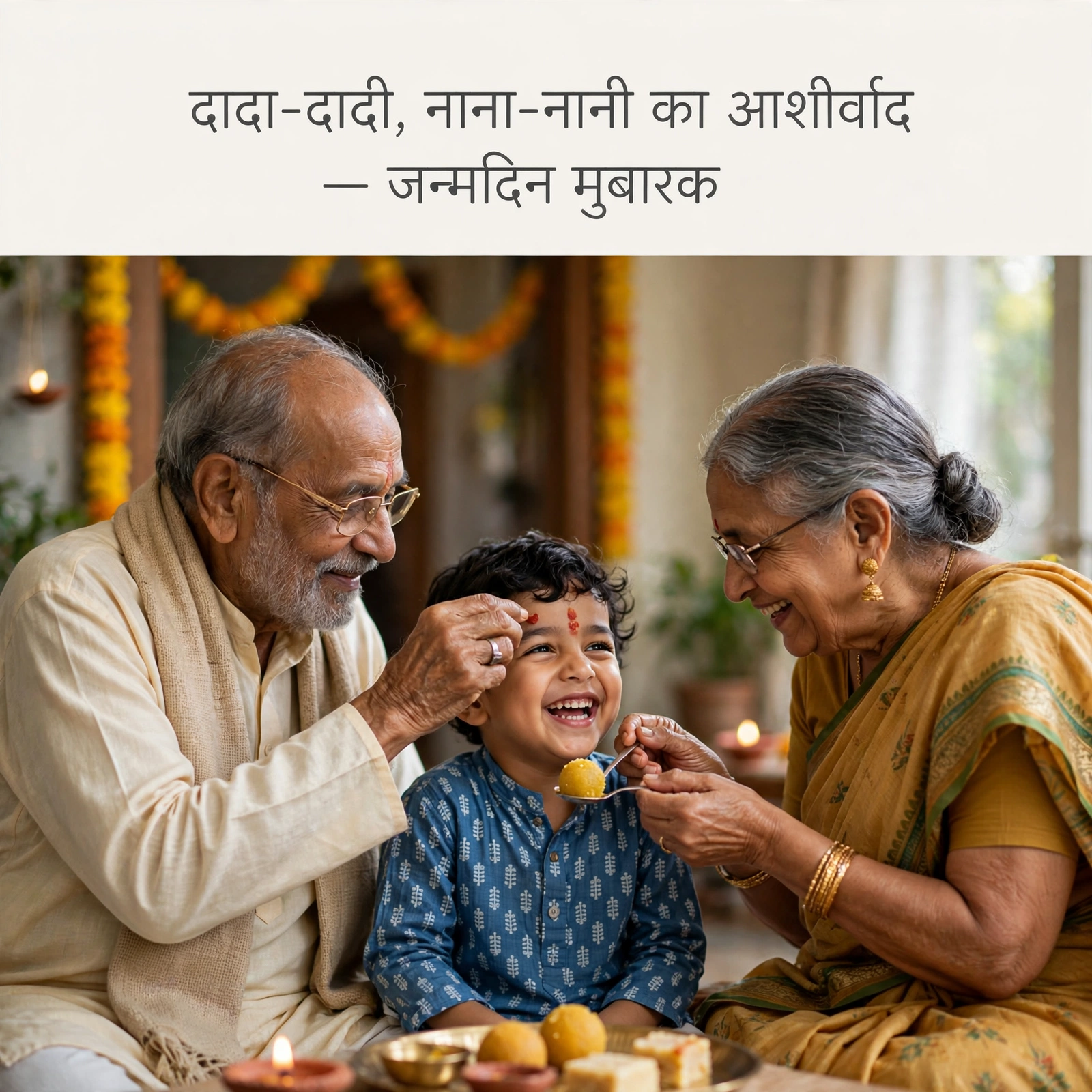 दादा-दादी और नाना-नानी की ओर से शुभकामनाएं - जन्मदिन शुभकामना इमेज