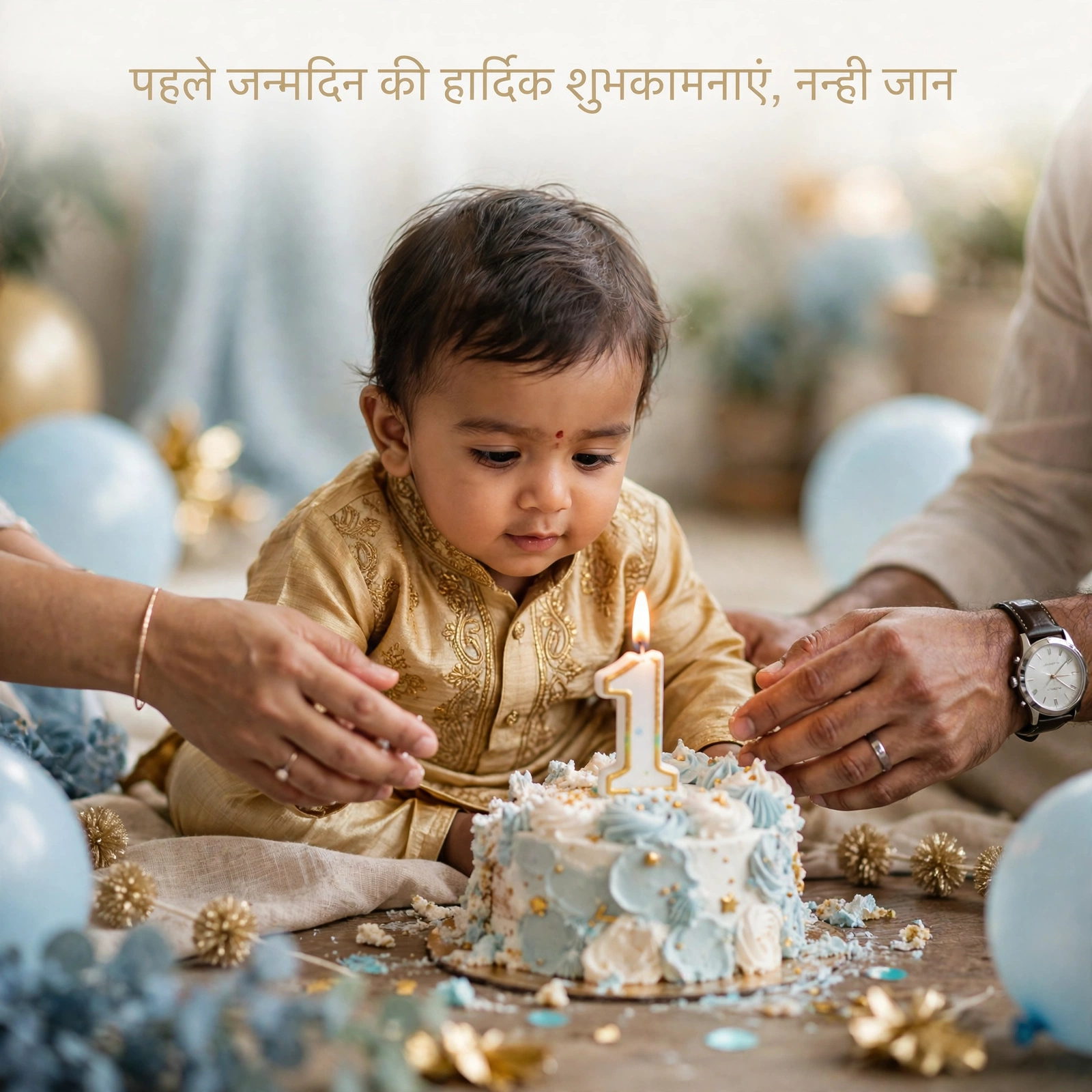 नन्हे शिशु और पहले जन्मदिन के लिए शुभकामनाएं - जन्मदिन शुभकामना इमेज