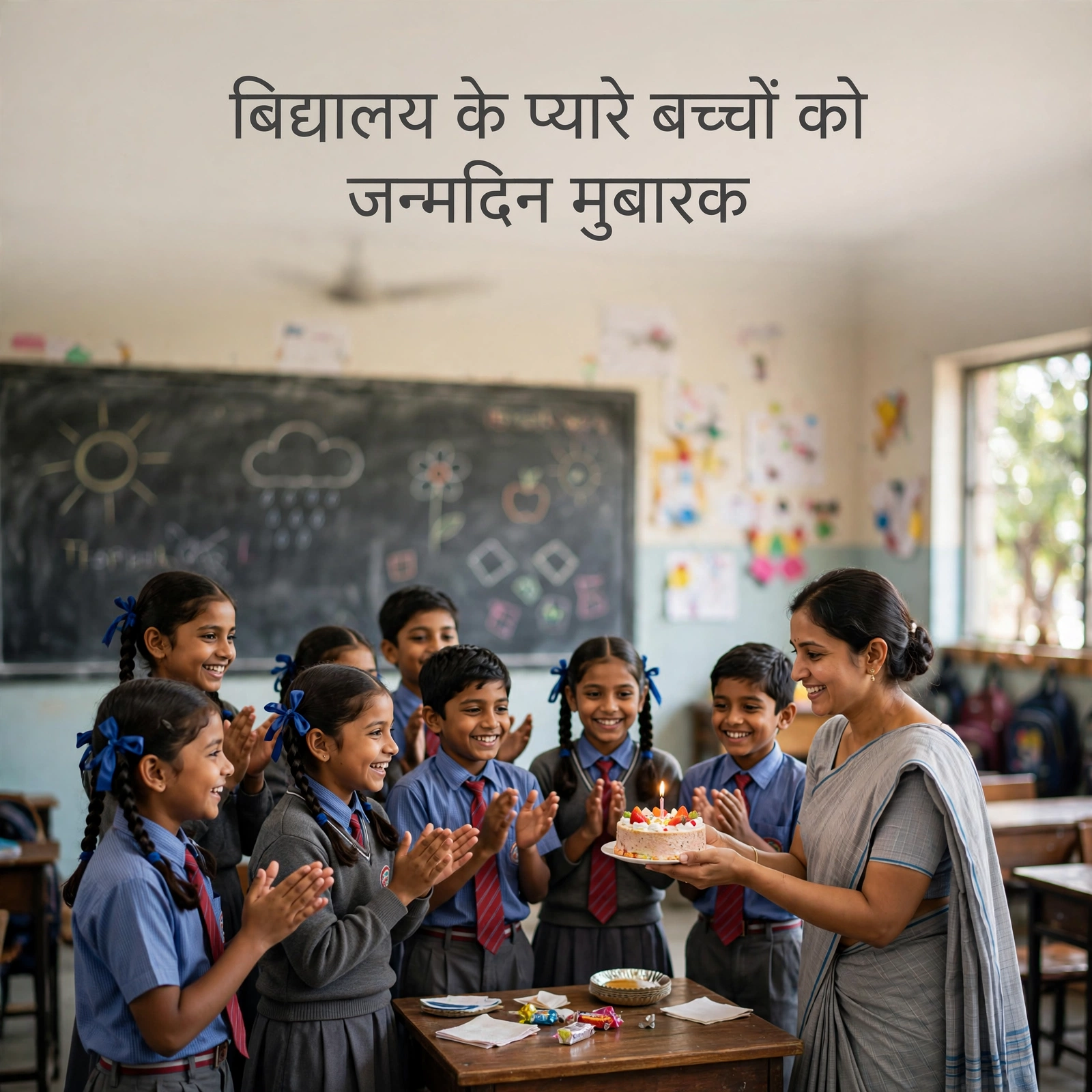 विद्यालय के बच्चों के लिए शिष्ट जन्मदिन संदेश - जन्मदिन शुभकामना इमेज
