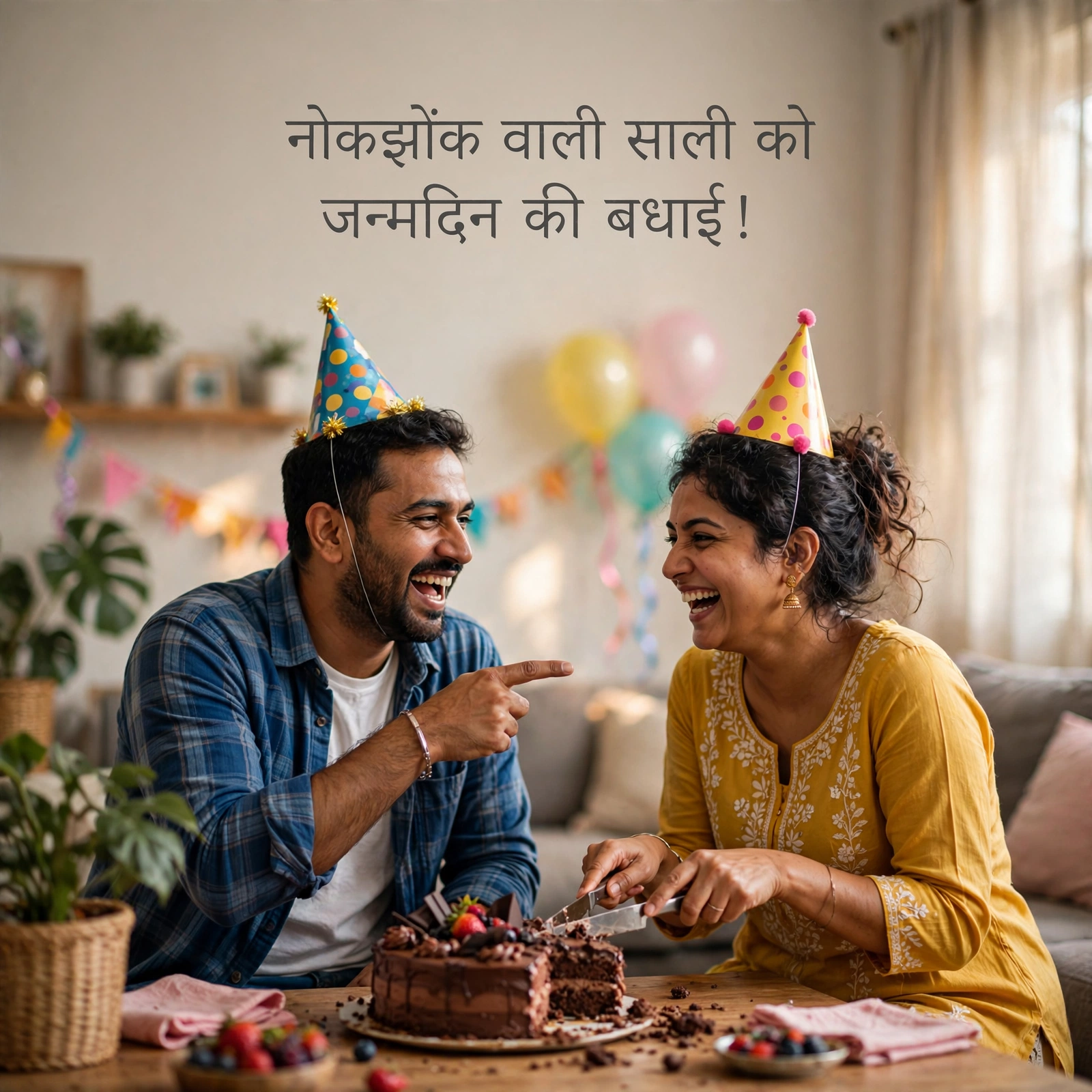 जीजा-साली की नोकझोंक वाले बधाई संदेश - जन्मदिन शुभकामना इमेज